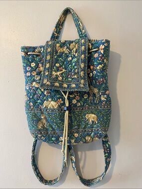 Vera Bradley Animal Kingdom Retired Backpack Bag Vintage Quilted Elephant Floral